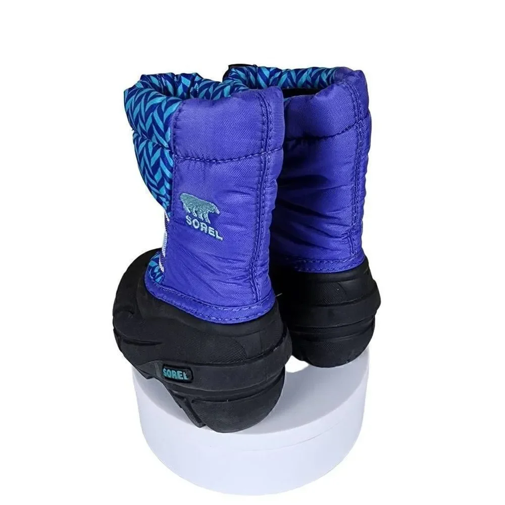 Sorel- Kids Unisex Purple and Blue Fleece Lined Snow Boots, Size 5